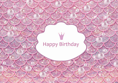 Mermaid Pink Backdrop for Happy Birthday Party