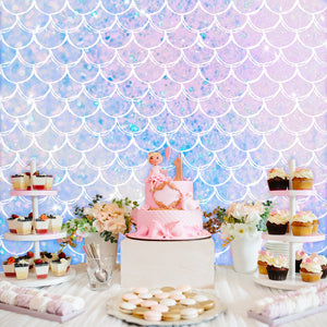 Mermaid Pink Blue Backdrop for Birthday Baby Show Party