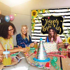 Sunflower Decoration Stripe Photography Backdrop for Birthday