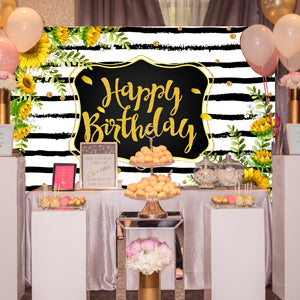 Sunflower Decoration Stripe Photography Backdrop for Birthday