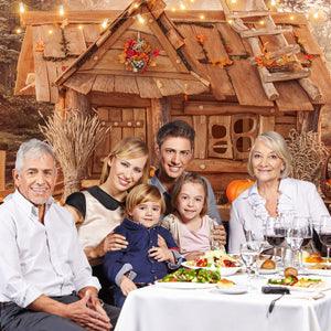 Pumpkin decoration Wooden House  Photography Backdrop for Thanksgiving