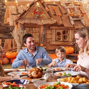 Pumpkin decoration Wooden House  Photography Backdrop for Thanksgiving