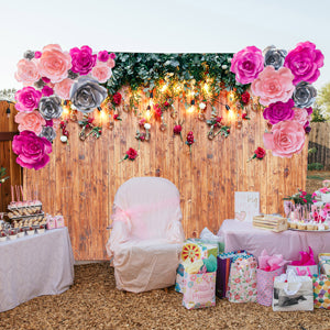 Glint Flower Wood Wall Birthday or Wedding Photography Backdrop