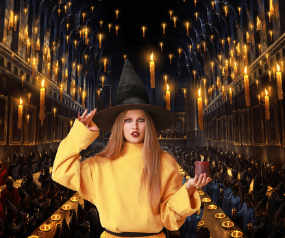 Harry Potter Church Hogwarts Dining Hall Candles Backdrop for Halloween Photography