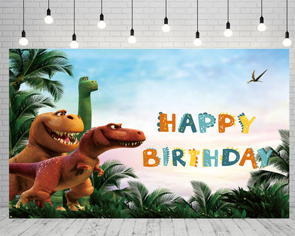 Jurassic Park World Happy Birthday Background Dinosaurs Cartoon Backdrop for Photography TKH1836