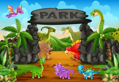 Cartoon Dinosaur family Backdrop Background for Photo Studio TKH1837