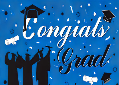 Blue Graduation Party Backdrop Blue Background Curtain Congratulations Graduation Party TKH1843