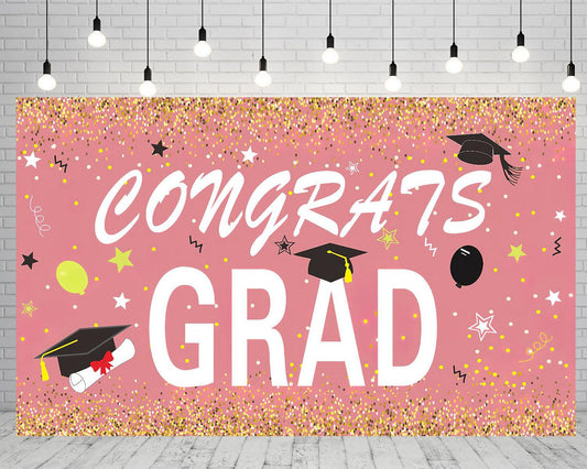 Graduation Celebration Backdrop Graduation Pink Background Graduation Party Decorations TKH1845