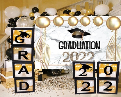 2022 Graduation Party Decoration Golden Balloon Graduates Backdrop for Photography TKH1860