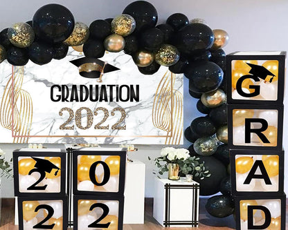 2022 Graduation Party Decoration Golden Balloon Graduates Backdrop for Photography TKH1860