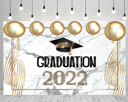 2022 Graduation Party Decoration Golden Balloon Graduates Backdrop for Photography TKH1860