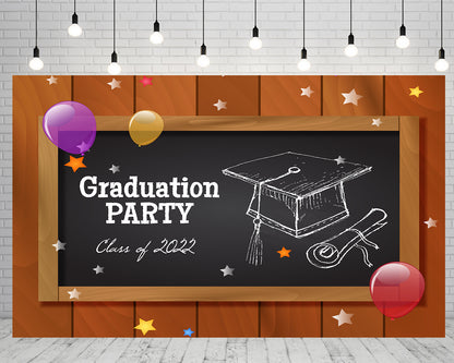 Wooden Texture Background Blackboard Decoration Backdrop Graduation Party Decorations TKH1864