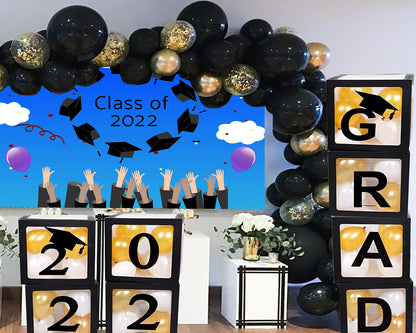 Blue Sky and White Clouds Graduation Party Backdrop for Photography Graduation Party Decorations TKH1865