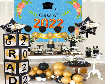 Blue Background Graduation Photo Collage Backdrop Graduation Photo Banner Class of 2022 TKH1870