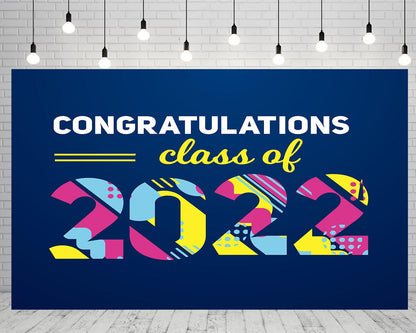 Dark Blue Graduation Class of 2022 Backdrop for Photography Photo Studio TKH1871