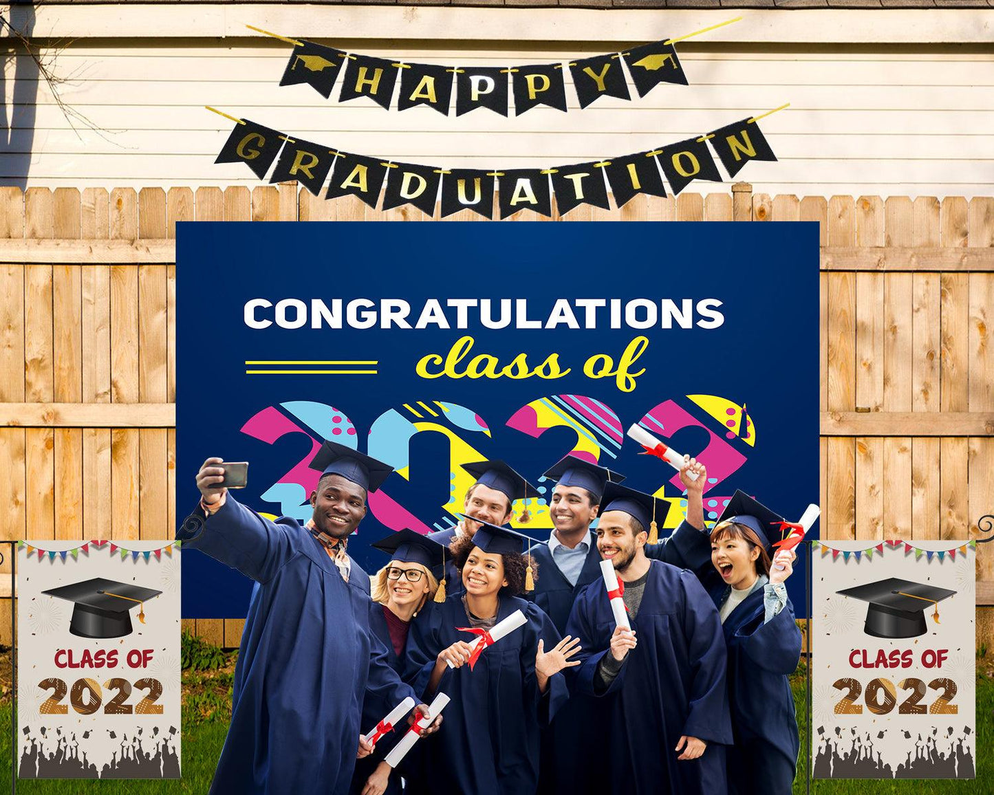 Dark Blue Graduation Class of 2022 Backdrop for Photography Photo Studio TKH1871