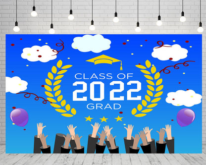 Blue Sky and White Clouds Graduation Party Backdrop for Photography Graduation Party Decorations TKH1873