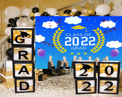 Blue Sky and White Clouds Graduation Party Backdrop for Photography Graduation Party Decorations TKH1873