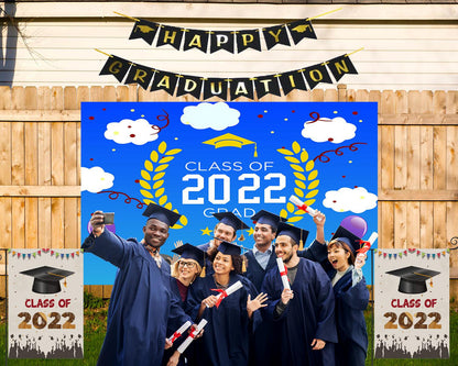 Blue Sky and White Clouds Graduation Party Backdrop for Photography Graduation Party Decorations TKH1873