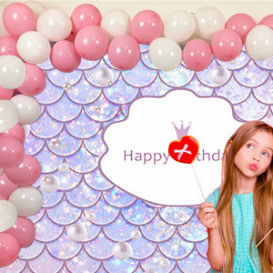 Mermaid Purple Photography Backdrop for Birthday Party